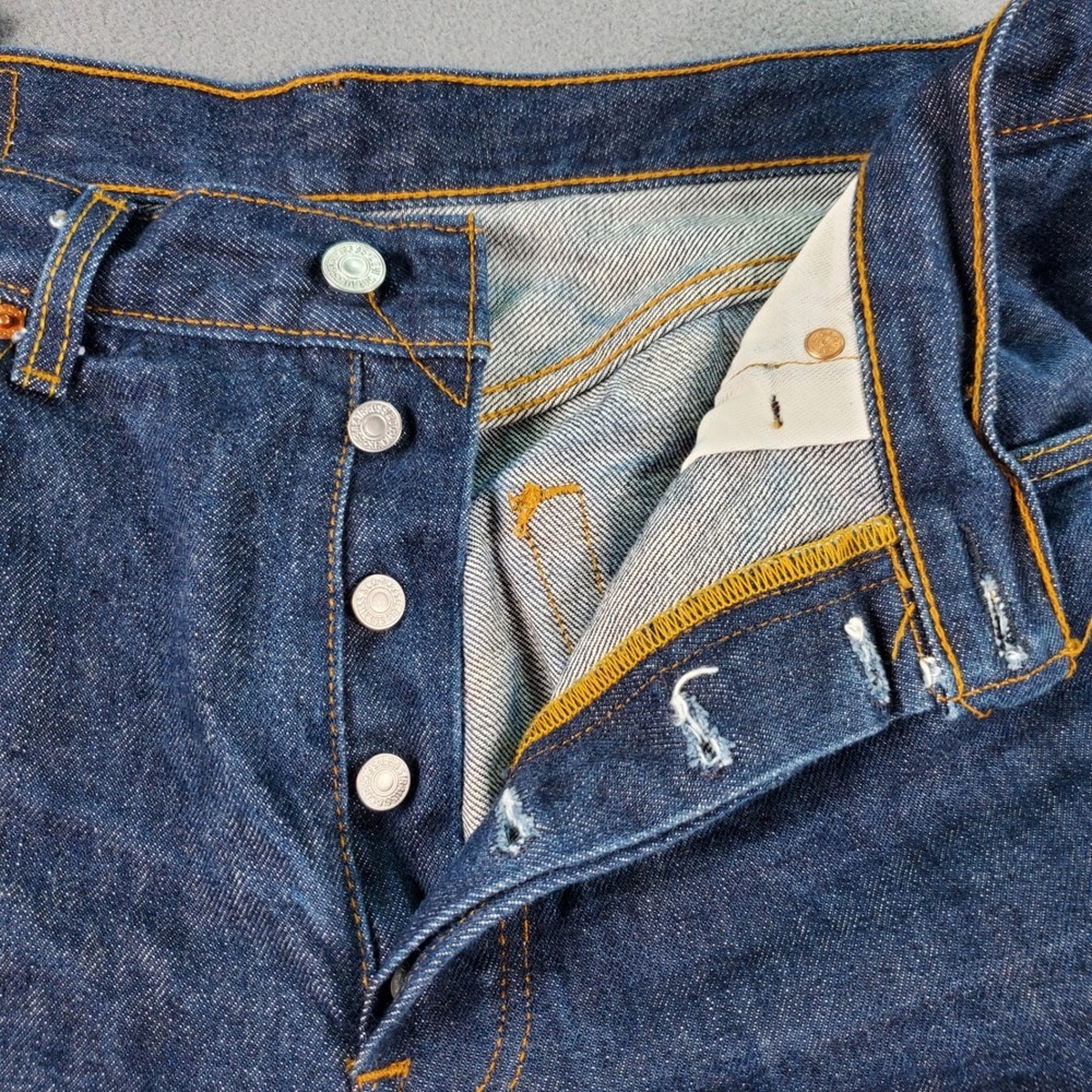 Levis 501 Original Fit Mens Jeans W34 L30(29)  Dark Wash Indigo Button Fly Denim - Picture 3 of 11